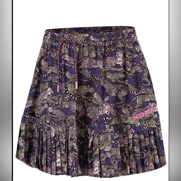 ! Kenzo Kids Animal-Print Drawstring Skirt - Purple - Picture 1 of 7